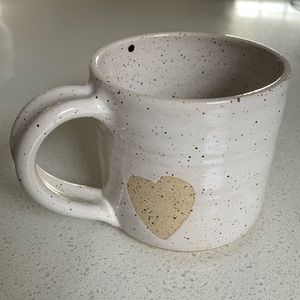 Handmade White Pottery Clay Heart Mug Coffee Tea